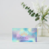 Elegant Holographic Lotus Confetti Yoga Instructor Visitekaartje (Staand voorkant)