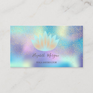 Elegant Holographic Lotus Confetti Yoga Instructor Visitekaartje