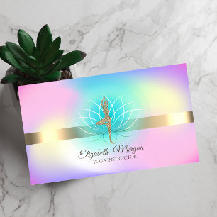 Elegant Holographic Lotus Yoga Glitter Girl Visitekaartje