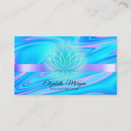 Elegant Holographic Lotus Yoga Instructor Visitekaartje (Voorkant)