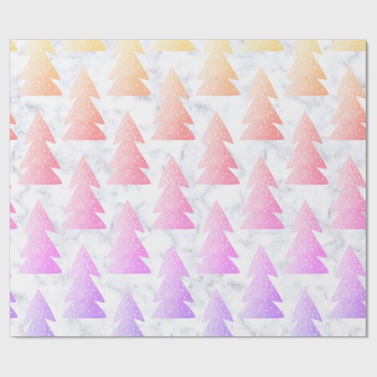 Elegant holographic marble kerstboompatroon cadeaupapier (Vlak)