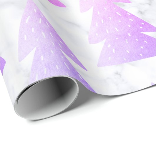 Elegant holographic marble kerstboompatroon cadeaupapier (Rol Hoek)