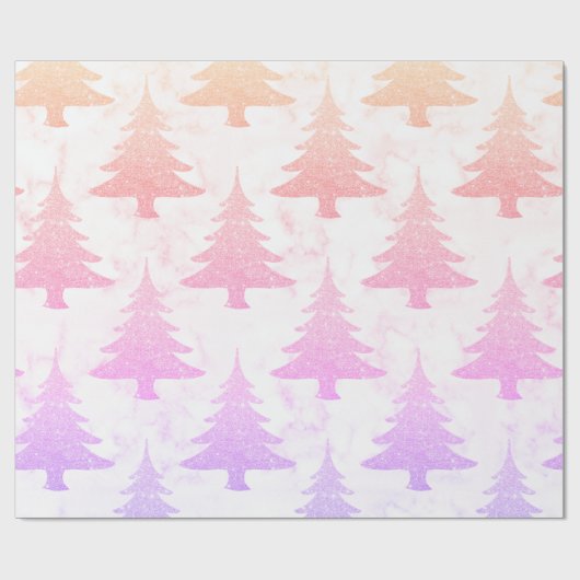 Elegant Holographic Marmer-kerstboom Cadeaupapier (Vlak)