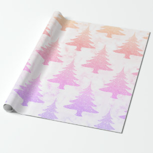 Elegant Holographic Marmer-kerstboom Cadeaupapier