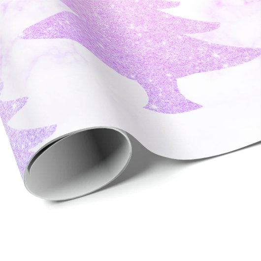 Elegant Holographic Marmer-kerstboom Cadeaupapier (Rol Hoek)