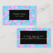 Elegant holographic Mermaid Scales Black Lijst Visitekaartje (Voorkant / Achterkant)
