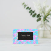 Elegant holographic Mermaid Scales Black Lijst Visitekaartje (Staand voorkant)