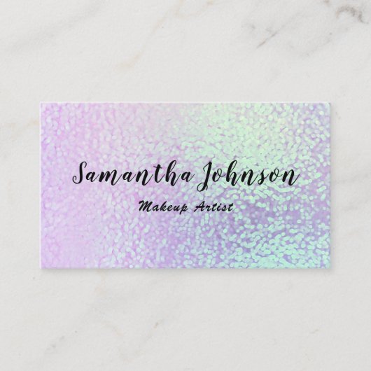 Elegant holographic minimalist Makeup Artist Visitekaartje (Voorkant)
