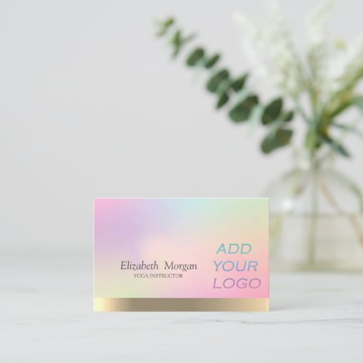 Elegant holographic Ombre Voeg je Logo toe Visitekaartje (Staand voorkant)