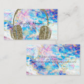 Elegant Holographic Opal Glitter Headphone DJ Visitekaartje (Voorkant / Achterkant)