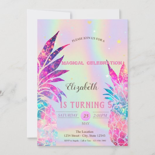 Elegant Holographic Pineappel Kaart (Voorkant)