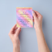 Elegant holographic Pink Unicorn Glitter Salon Flyer (Hand)