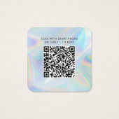Elegant Holographic QR Code RSVP Weddenschap Websi Vierkante Visitekaartjes (Achterkant)