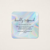 Elegant Holographic QR Code RSVP Weddenschap Websi Vierkante Visitekaartjes (Voorkant)