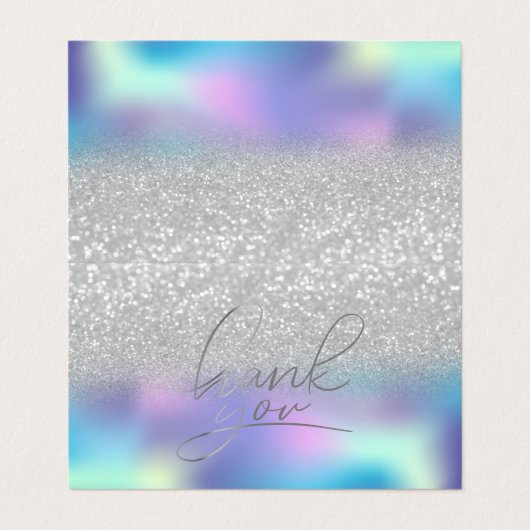 Elegant Holographic Silver Bokeh Hartelijk dank Visitekaartje (Buitenkant ongevouwen)