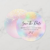 Elegant Holographic Sparkles Glitter Dust Chic Save The Date (Voorkant / Achterkant)