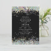 Elegant holographic Sparkly Glitter Black Modern Kaart (Staand voorkant)