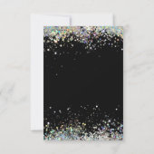 Elegant holographic Sparkly Glitter Black Modern RSVP Kaartje (Achterkant)