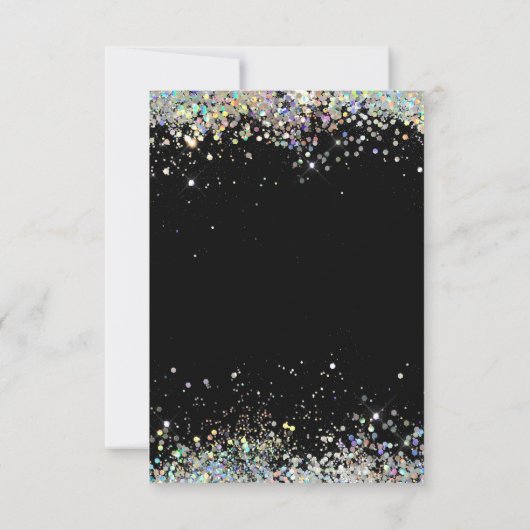 Elegant holographic Sparkly Glitter Black Modern RSVP Kaartje (Achterkant)