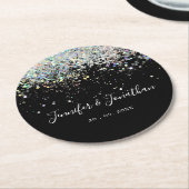 Elegant holographic Sparkly Glitter Black Modern S Ronde Kartonnen Onderzetter (Gebogen)