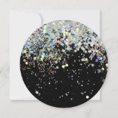 Elegant holographic Sparkly Glitter Black Modern Save The Date (Achterkant)