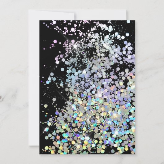 Elegant Holographic Sparkly Glitter Black Wedding Kaart (Achterkant)