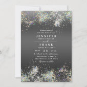 Elegant holographic Sparkly Glitter Metallic Black Kaart (Voorkant)