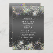 Elegant holographic Sparkly Glitter Metallic Black Kaart (Voorkant / Achterkant)