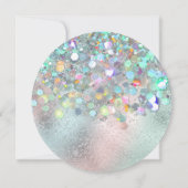 Elegant holographic Sparkly Glitter Modern Blue Save The Date (Achterkant)