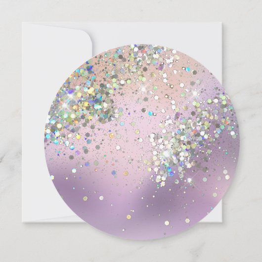 Elegant holographic Sparkly Glitter Modern Pastel Save The Date (Achterkant)