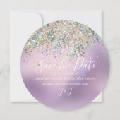 Elegant holographic Sparkly Glitter Modern Pastel Save The Date (Voorkant)