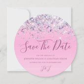 Elegant holographic Sparkly Glitter Modern Roze Save The Date (Voorkant)