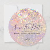 Elegant holographic Sparkly Glitter Modern Roze Save The Date (Voorkant)
