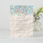 Elegant holographic Sparkly Glitter Moderne Ivory Kaart (Staand voorkant)