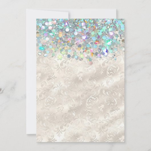 Elegant holographic Sparkly Glitter Moderne Ivory Kaart (Achterkant)