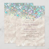 Elegant holographic Sparkly Glitter Moderne Ivory Kaart (Voorkant / Achterkant)
