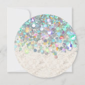 Elegant holographic Sparkly Glitter Moderne Ivory Save The Date (Achterkant)