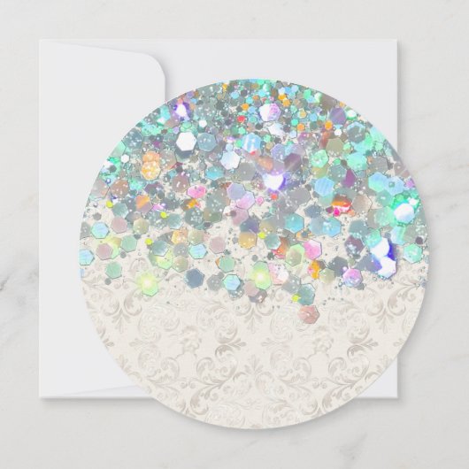 Elegant holographic Sparkly Glitter Moderne Ivory Save The Date (Achterkant)