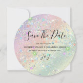 Elegant holographic Sparkly Glitter Pastel Modern Save The Date (Voorkant)