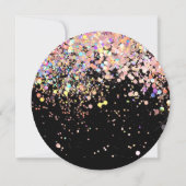 Elegant holographic Sparkly Pink Glitter Black Save The Date (Achterkant)