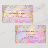 Elegant Holographic Unicorn Confetti Glitter Gold Visitekaartje (Voorkant / Achterkant)