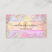 Elegant Holographic Unicorn Confetti Glitter Gold Visitekaartje (Voorkant)