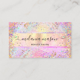 Elegant Holographic Unicorn Confetti Glitter Gold Visitekaartje