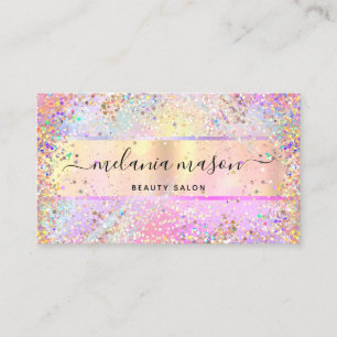 Elegant Holographic Unicorn Confetti Glitter Gold Visitekaartje