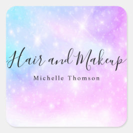 elegant holographic unicorn vierkante sticker