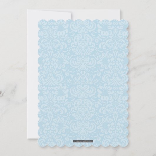 ELEGANT HOLY BAPTISM stijlvol damast script blauw Kaart (Achterkant)