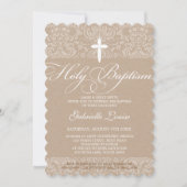 ELEGANT HOLY BAPTISM stijlvol damast script kraft Kaart (Voorkant)