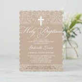 ELEGANT HOLY BAPTISM stijlvol damast script kraft Kaart (Staand voorkant)