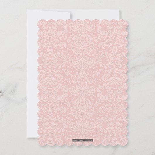 ELEGANT HOLY BAPTISM stijlvol damast script roze Kaart (Achterkant)