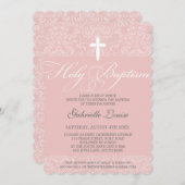 ELEGANT HOLY BAPTISM stijlvol damast script roze Kaart (Voorkant / Achterkant)